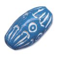Olive en argile d�cor�e 22x12 mm Bleu x1
