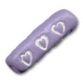 Tube en argile d�cor coeurs 22x9 mm Mauve x1