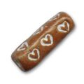 Tube en argile d�cor coeurs 22x9 mm Caramel x1