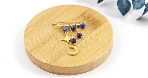DIY Broche ciel étoilé avec perles Lapis Lazuli