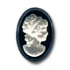 Cam�e verre 18x13 mm Noir/Crystal mat