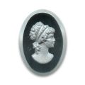 Cam�e verre 18x13 mm Hematite/Argent mat