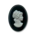 Cam�e verre 18x13 mm Noir/Argent mat