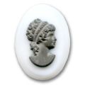Cam�e verre 18x13 mm Blanc/Argent mat