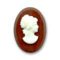 Cam�e verre 18x13 mm Marron/Blanc