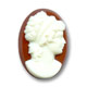 Cam�e verre 25x18 mm Marron/Blanc