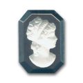 Cam�e verre rectangle 18x13 mm Hematite/Crystal mat