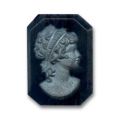 Cam�e verre rectangle 18x13 mm Noir/Argent mat