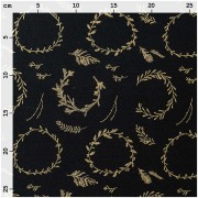 Tissu en coton - Couronnes - Noir / Doré Métallisé x20cm