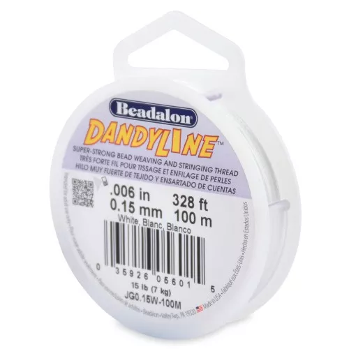 Fil nylon tressé Dandyline 0.15 mm - Blanc x100m