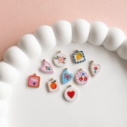 Breloque coeur 12x8 mm impression UV - Tulipe - Acier inox 304L Doré - Rose x1