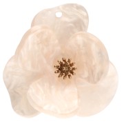 Pendentifs fleur en relief 40 mm en Acrylique Acier inox Doré Beige marbré x2