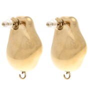 Clous d'oreilles goutte irrégulière 25x18 mm - Acier inoxydable 304 Doré x2