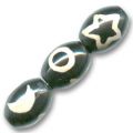 Olive DZI en agate 16x12 mm d�cor �toile