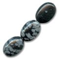 Obsidienne Mouchet�e olives plates 14x10 mm x5