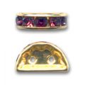 Rondelle Demi-Lune 14x8 mm dor�e Amethyst x1