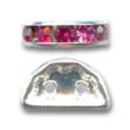 Rondelle Demi-Lune 14x8 mm argent�e Fuchsia x1
