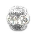 Boule filigrann�e 6 mm argent� Strass Crystal  x1