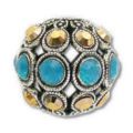 Ronde filigrann�e 13 mm Caribbean Blue Opal/Crystal Aurum x1