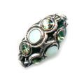 Olive filigrann�e 13x6 mm Mint Alabaster/Erinite x1