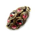 Olive filigrann�e 13x6 mm  dor� vieilli Burgundy/Padparadscha x1