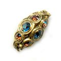 Olive filigrann�e 13x6 mm  dor� vieilli Montana/Smoked Topaz x1
