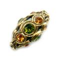 Olive filigrann�e 13x6 mm  dor� vieilli Olivine/Topaz x1