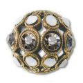 Ronde filigrann�e 13 mm  dor� vieilli Black Diamond/White Op x1