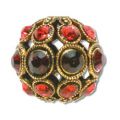 Ronde filigrann�e 13 mm  dor� vieilli Burgundy/Padparadscha x1
