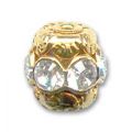 Boule filigrann�e 6 mm dor� Strass Crystal  x1