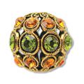 Ronde filigrann�e 13 mm  dor� vieilli Olivine/Topaz x1