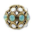 Ronde filigrann�e 13 mm  dor� vieilli Pacific Opal/White Opal x1