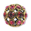 Ronde filigrann�e 13 mm  dor� vieilli Ruby/Rose x1