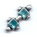 Intercalaire strass 3 rangs 22 mm Aquamarine x1