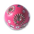 Perle ronde incrust�e de strass 20 mm Fuschia