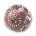 Perle ronde incrust�e de strass 20 mm Old Pink