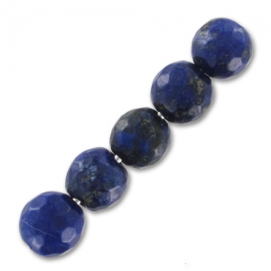 Perles Rondes facettées 6 mm en pierre gemme Lapis Lazuli x15