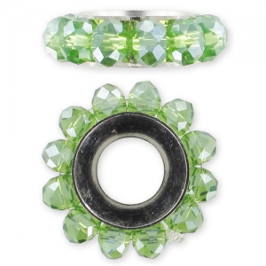 Pendentif rondelles facettées 18 mm Peridot AB x1