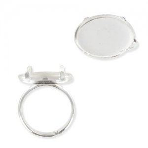 Bague serti cabochon fond plat 18x13 mm horizontal en Argent 925 x1