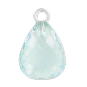 Pendentif goutte facettée 13x10 mm imitation gemme - Argent 925 - Hydro Aquamarine