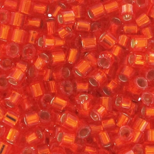 Miyuki Delica 10/0 Hex Cut DBMC0043 - Silver Lined Flame Red x8g