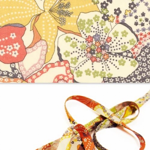 Biais en tissu Liberty - Mauvey - Orange x1m