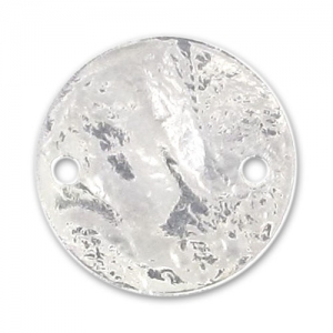 Intercalaire rond martelé 2 trous 15 mm argenté  x1