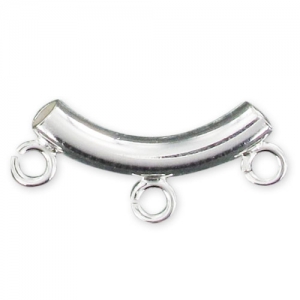 Tube 16x3 mm attache breloque 3 anneaux - Argent 925 x1