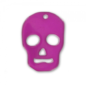 Pendentif Tête de mort 23 mm Fuchsia x1