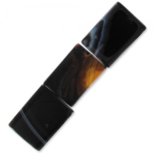 Perle en pierre gemme Agate noire rectangle 32x23 mm x1