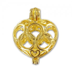 Breloque coeur décoré ouvrable 19 mm doré x1