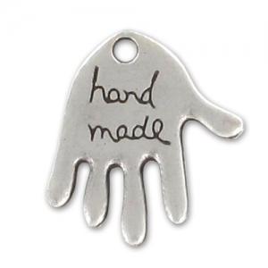 Breloque Hand Made 20 mm Placage Argent fin vieilli x1