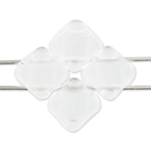 Perles en verre 2 trous Silky Bead 6x6 mm Crystal  x50