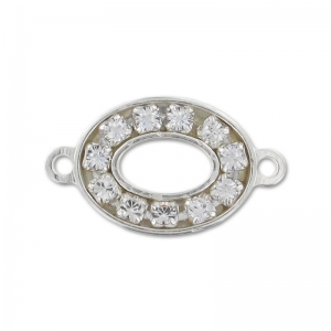 Intercalaire strass ovale 2 anneaux 17,3x10 mm en Argent 925 x1